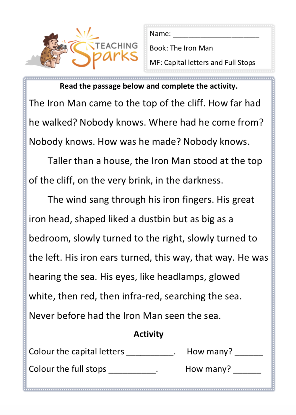 The Iron Man Teaching Resources KS2 Planning Literacy Year 3 4