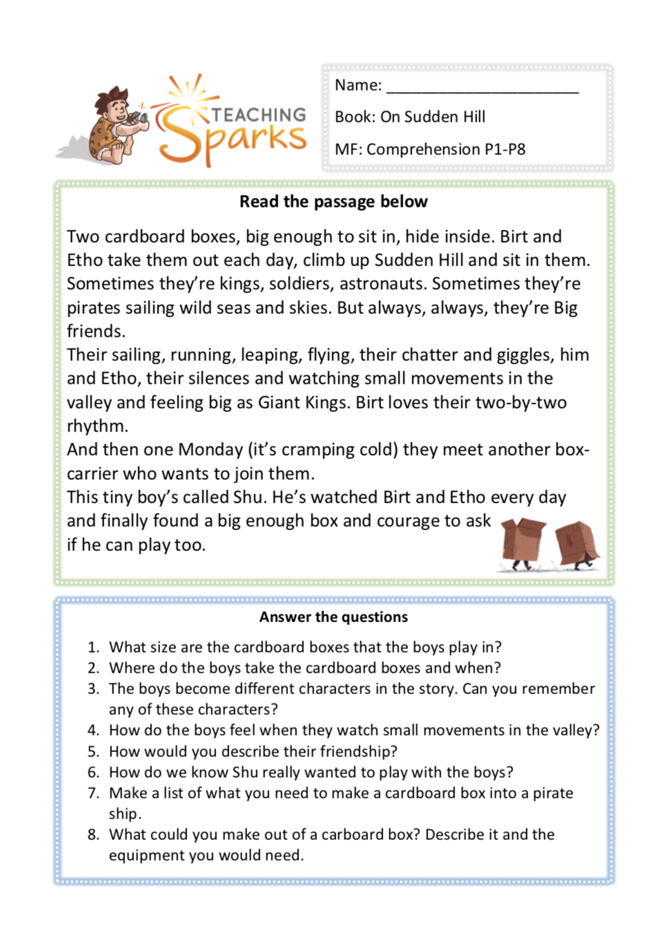 On Sudden Hill | Teaching Resources for KS1 | Reading | Year 1 | Year 2